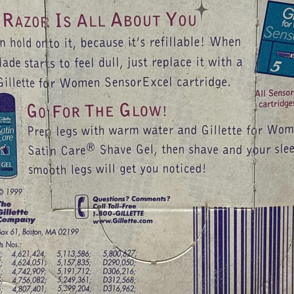 Gillette for Women Sensor Excel Razor Vintage 1999 Blue Sparkle NEW - Picture 9 of 9